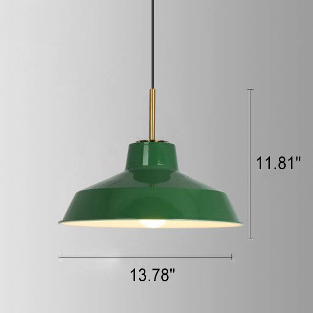 BowLift | RetroDome Industrial Vintage Pendant Light | Green Iron Dome Design | Single Light | Rustic Ceiling Lighting