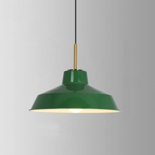 BowLift | RetroDome Industrial Vintage Pendant Light | Green Iron Dome Design | Single Light | Rustic Ceiling Lighting