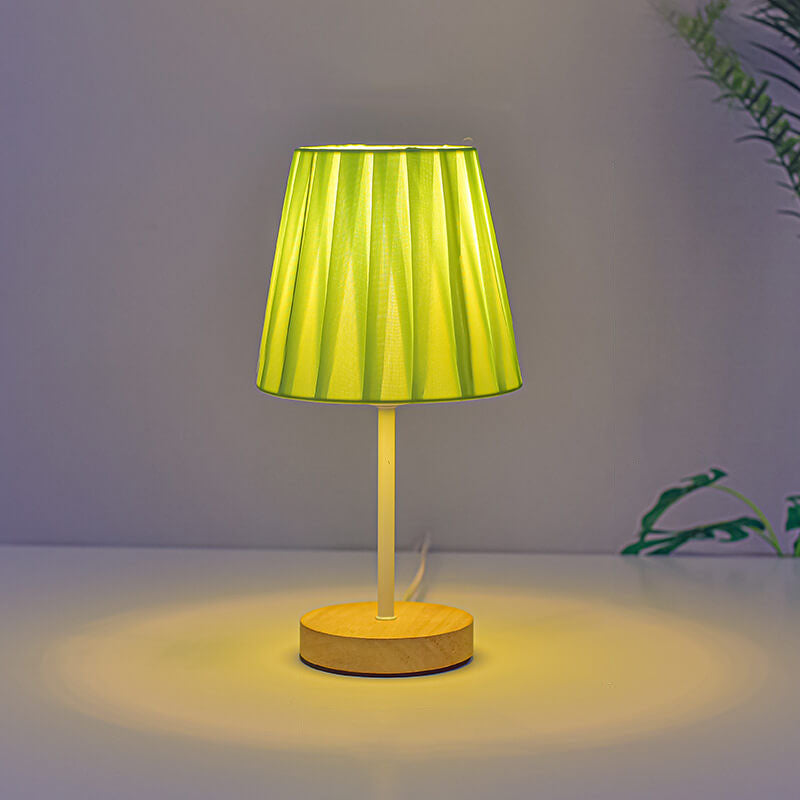 BowLift | Nordic Vintage Fabric Cone Solid Wood LED Table Lamp