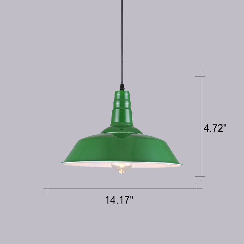 BowLift | RetroDome Industrial Vintage Pendant Light | Green Iron Dome Design | Single Light | Rustic Ceiling Lighting