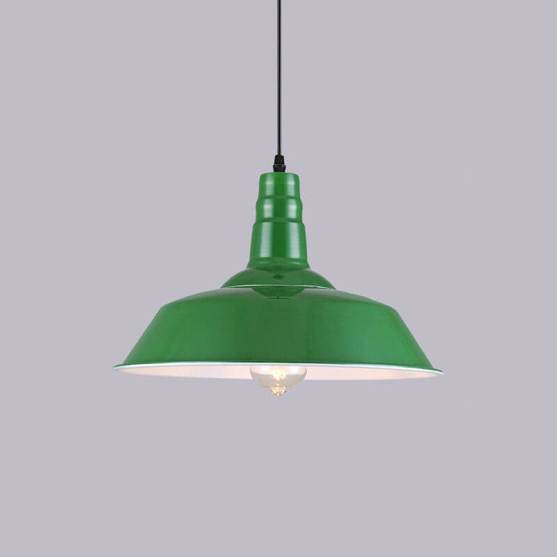 BowLift | RetroDome Industrial Vintage Pendant Light | Green Iron Dome Design | Single Light | Rustic Ceiling Lighting