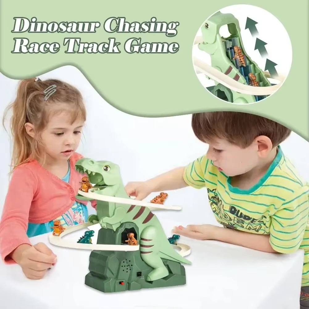 BowLift | Dinosaur Adventure Playset with Electric Slide, Music, and Lights