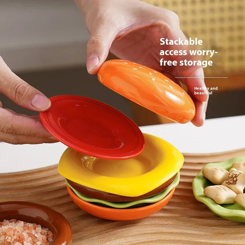 BowLift | Mini Stacked Hamburger Ceramic Plate Set