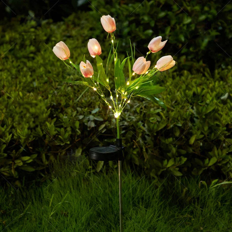 BowLift | GlowPetal Solar tulip | Decorative light for garden & balcony | LED light & weatherproof | Tulip shape with solar panel