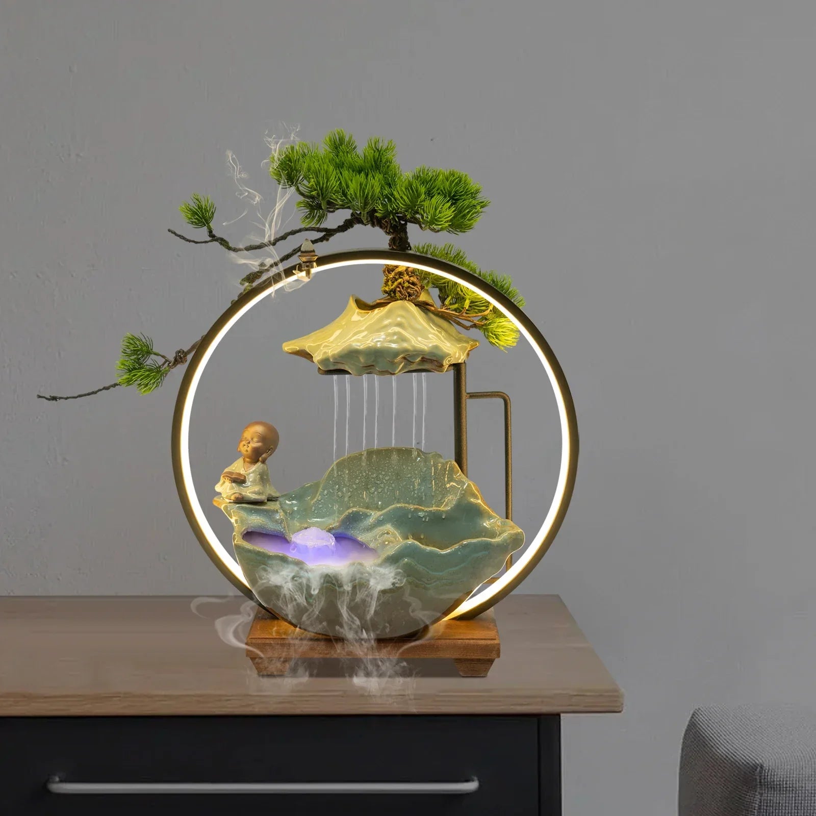 BowLift | Waterfall Fortune LED Incense Burner Zen Decor
