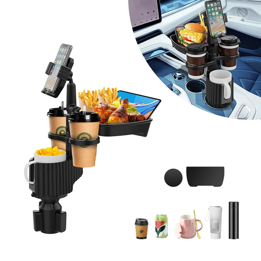 BowLift | 3 In 1 Adjustable Car Cup Tray with Phone Holder