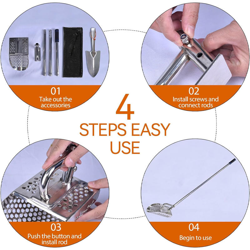 BowLift | Long Handle Sand Shovel, Long Handle Stainless Steel Metal Detection Sand Shovel, Suitable For Treasure Hunting
