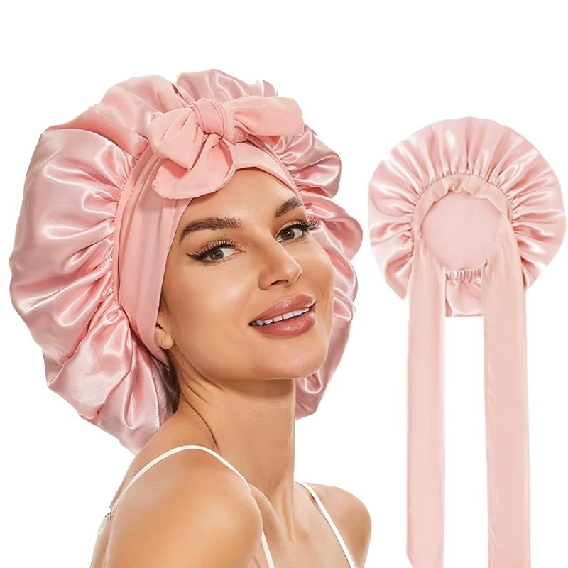 BowLift | Women’s Satin Sleep Bonnet Adjustable Silky Night Cap for Curly Hair