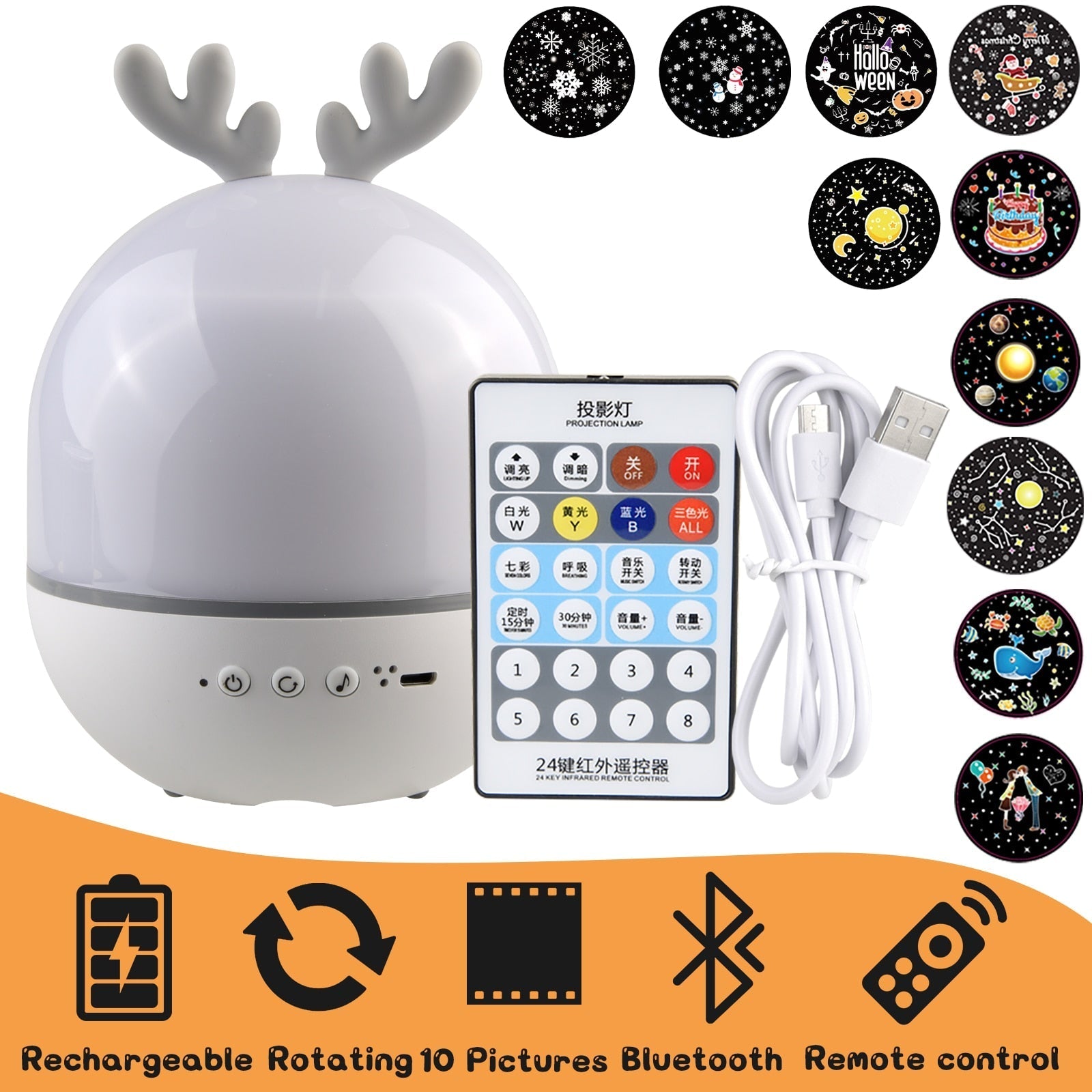 BowLift | Rotating Deer Music Star Projector Night Lamp