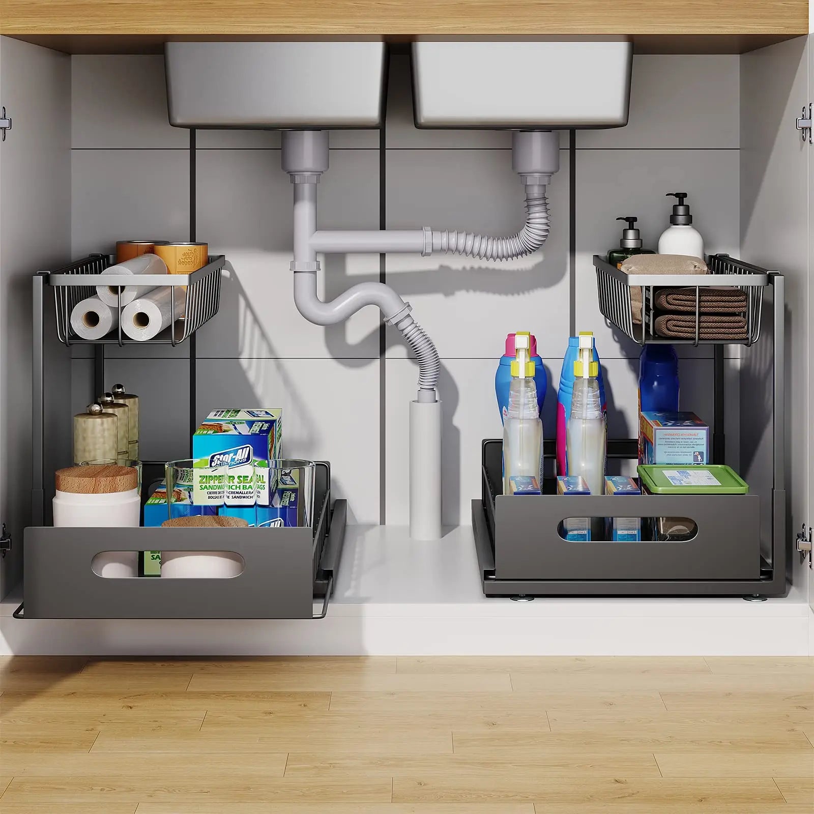 BowLift | 2-Tier Under Sink Sliding Cabinet Organiser – Arlo