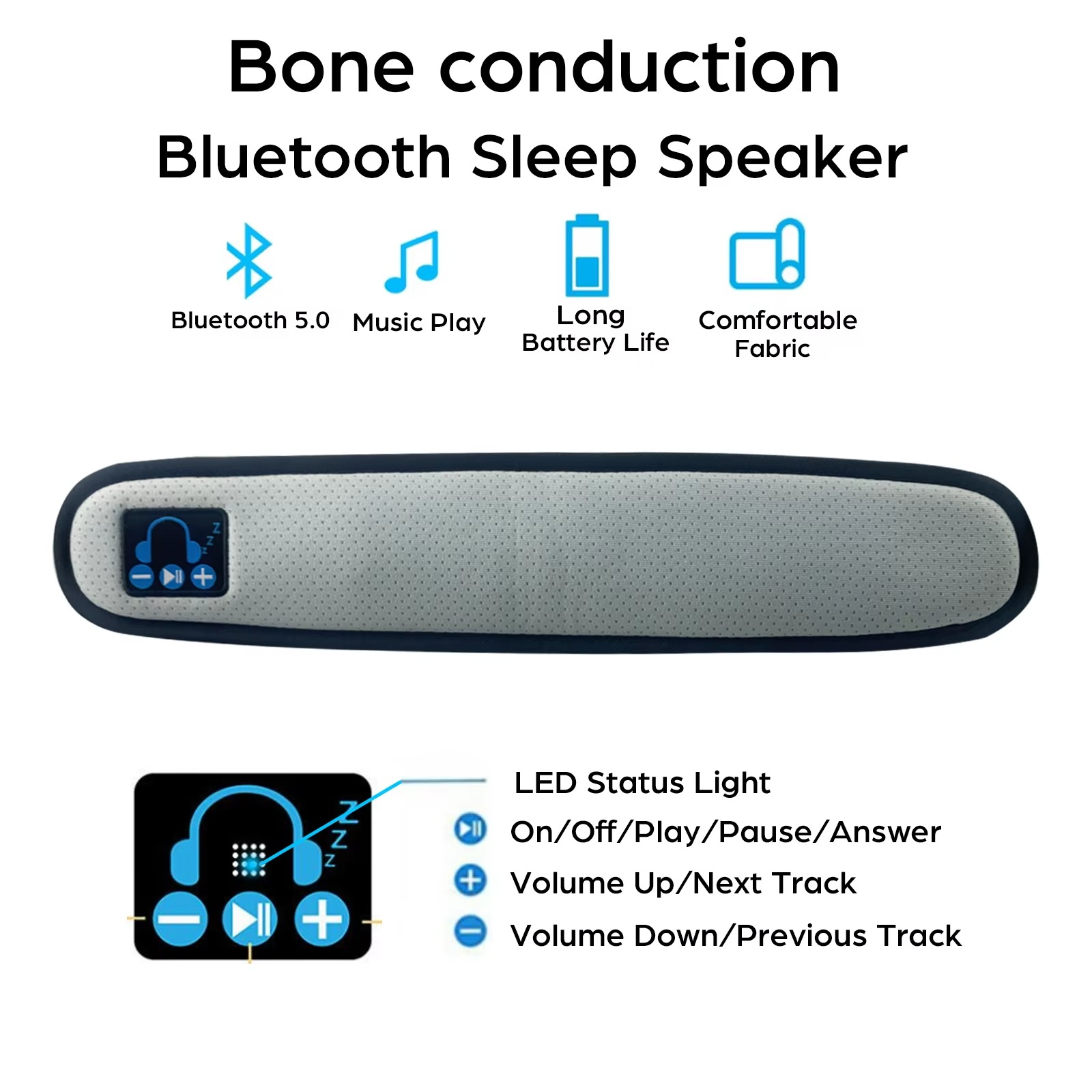 BowLift | Bone Conduction Bluetooth 5.0 Wireless Speaker, Portable Stereo Soundbar for Under Pillow Relaxation and Better Sleep