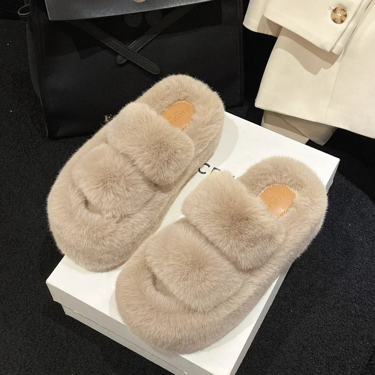 BowLift | FuzzyElegance - Soft Slippers for Women