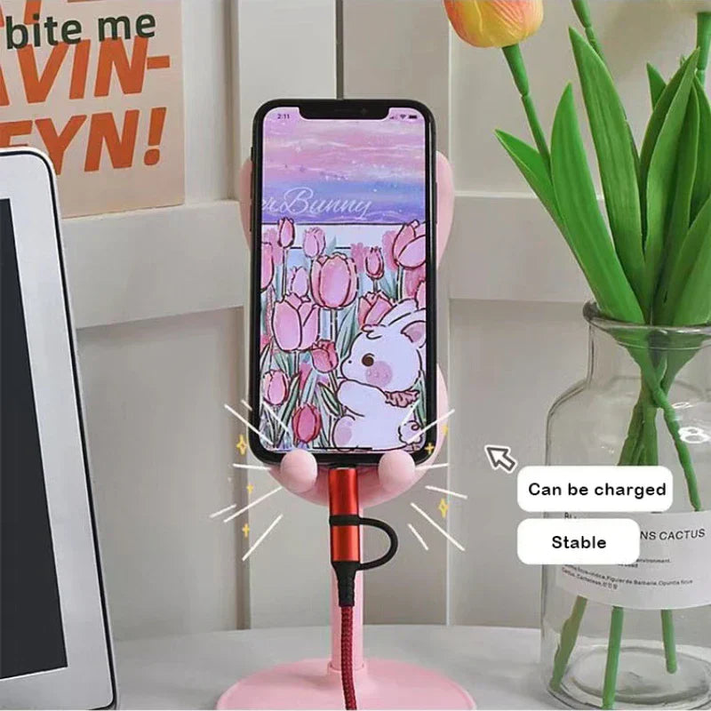 BowLift | BunnyDock Phone Holder | Height Adjustable & Tiltable | Soft-Touch Design | For Phone & Tablet