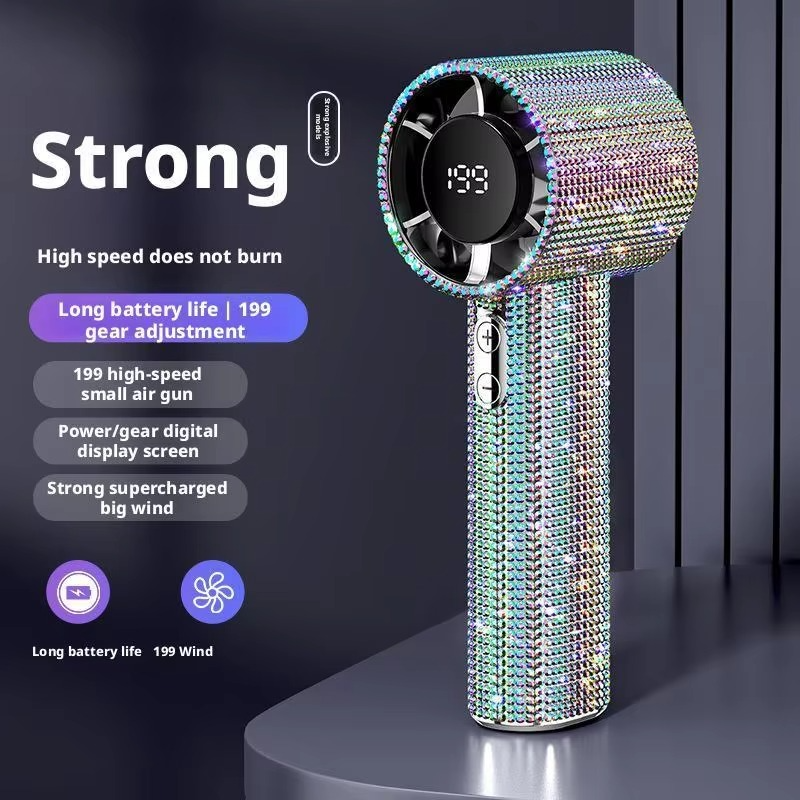 BowLift | Diamond-Embellished Portable Fan with 199 Speed Settings and Type-C Recharge
