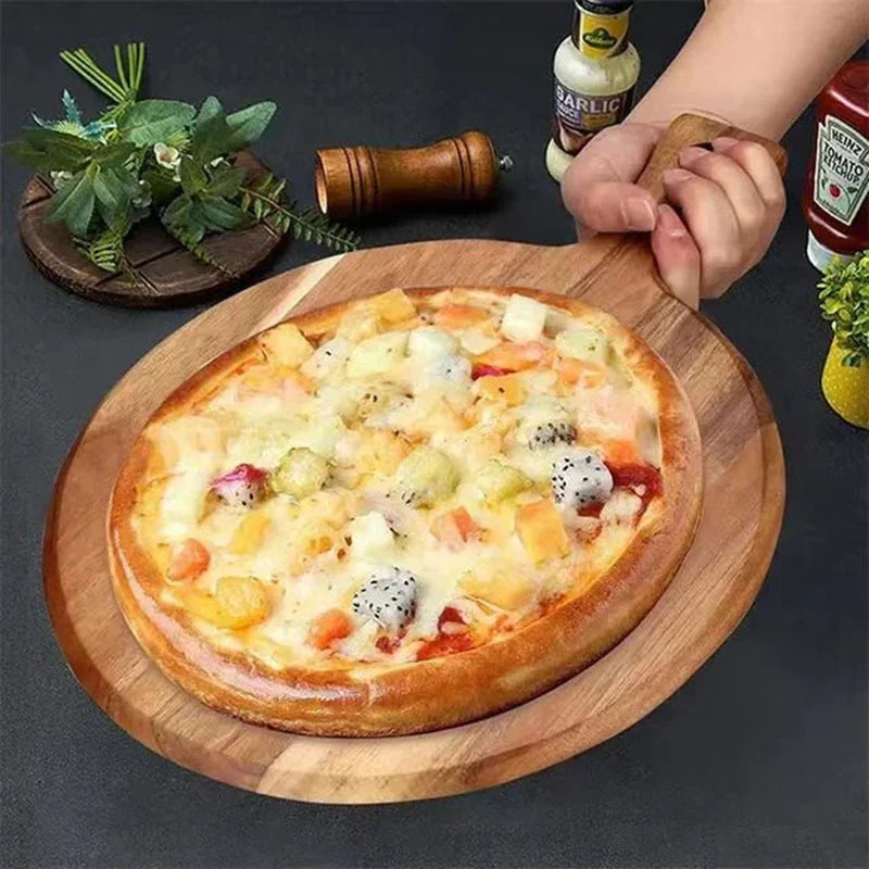BowLift | Acacia wood pizza shovel and serving board with handle