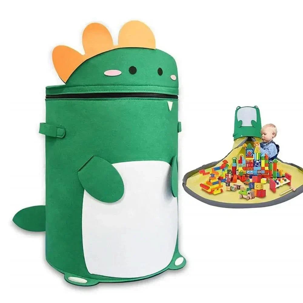 BowLift | FELT TOY STORAGE BAG – Foldable toy bag made of felt with animal motif for children's rooms & playmats