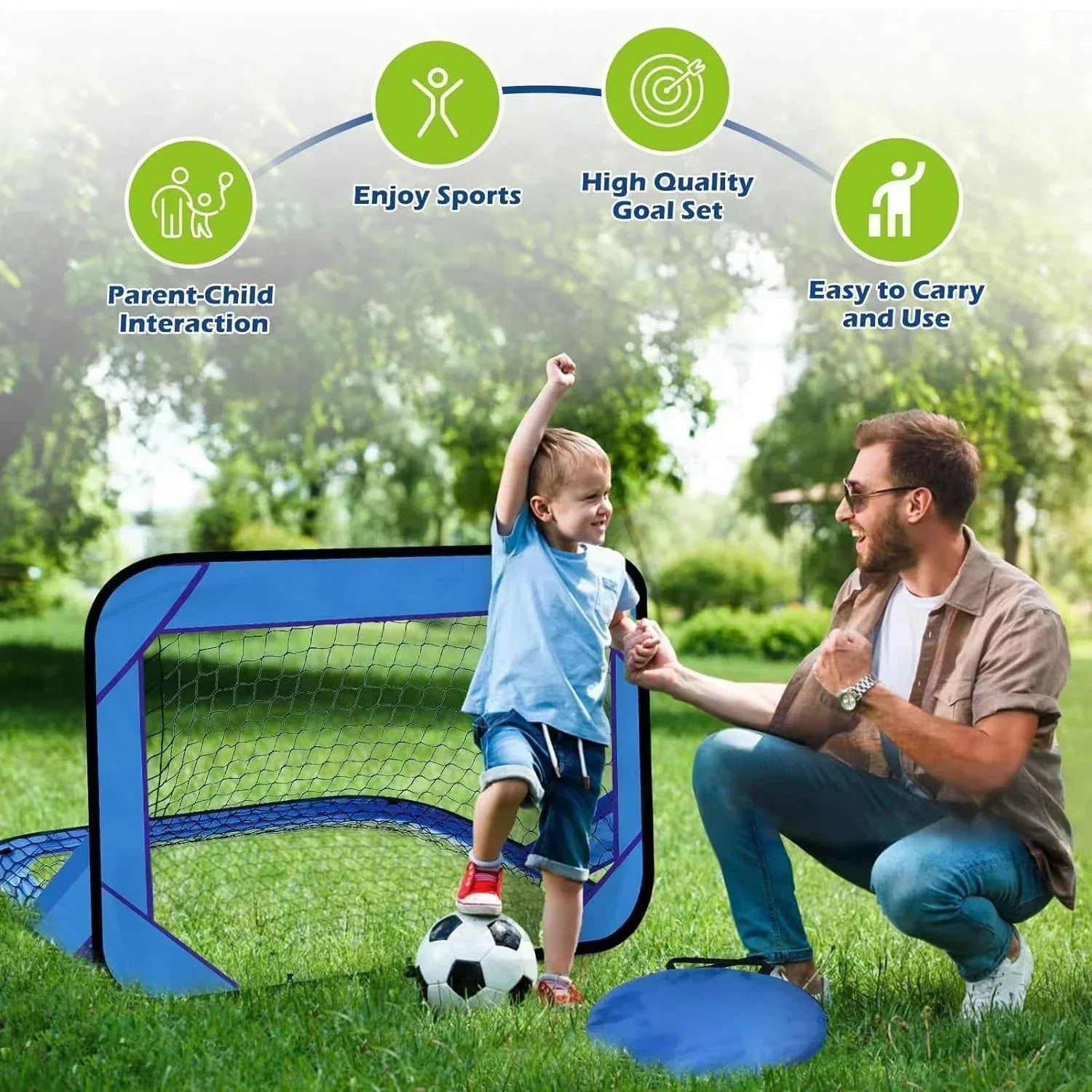 BowLift | PlayMax Foldable Football Goal – Kids 4-in-1 Portable Soccer Net for Training & Outdoor Play