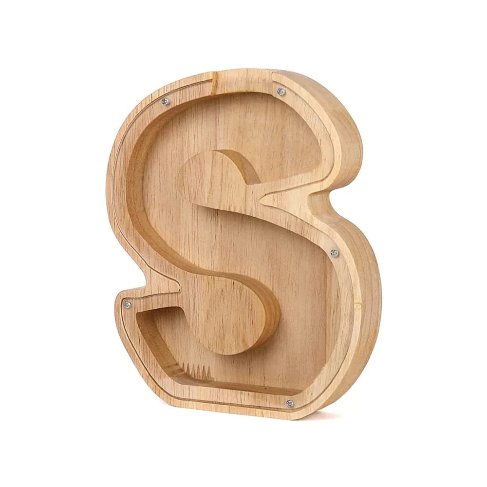 BowLift | Wooden Alphabet Piggy Bank with Transparent Viewing Window for Stylish Saving