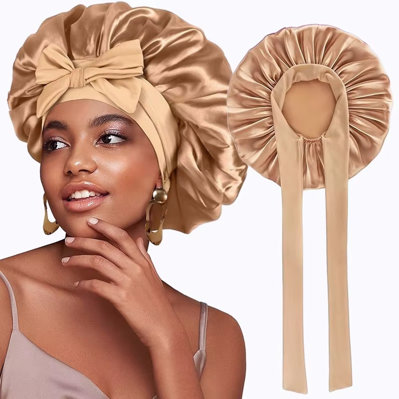 BowLift | Women’s Satin Sleep Bonnet Adjustable Silky Night Cap for Curly Hair
