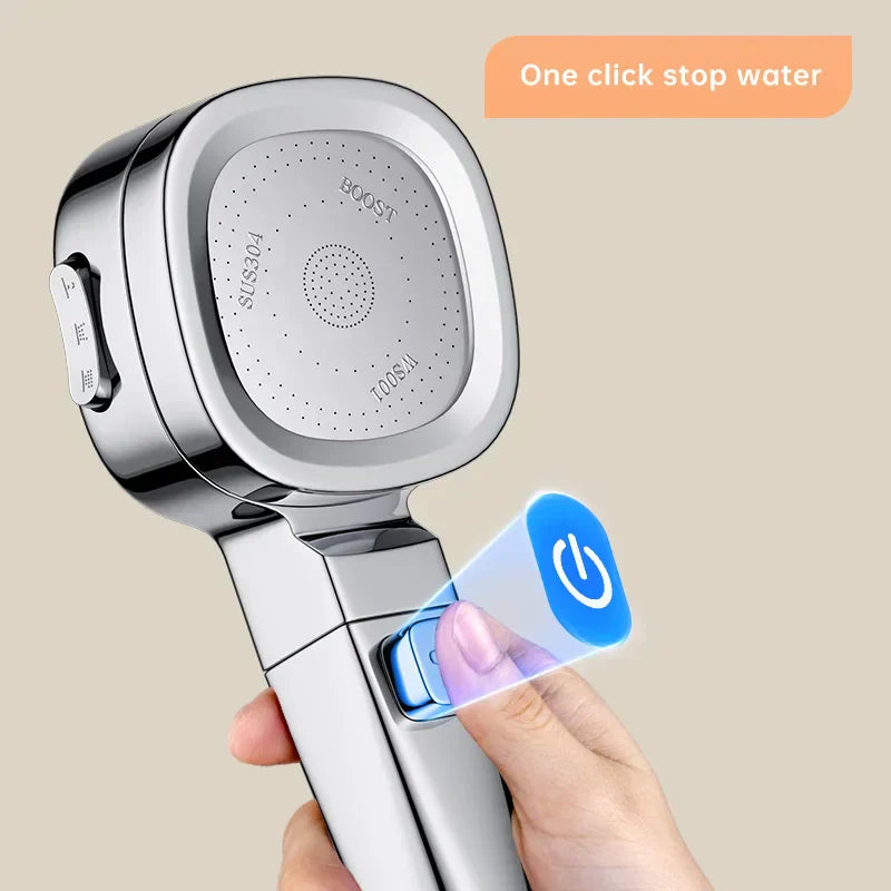 BowLift | Jetiva Shower Head | 3 Spray Types | Pressure Boosting & Water Saving | Silver Design
