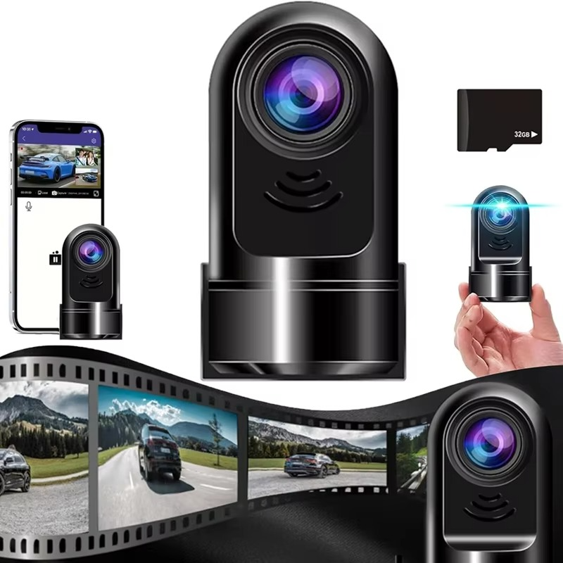 BowLift | 1080P HD 360° Rotating Mini ADAS Dash Camera with 32GB Card, Night Vision, Motion Detection, and 24H Parking Mode