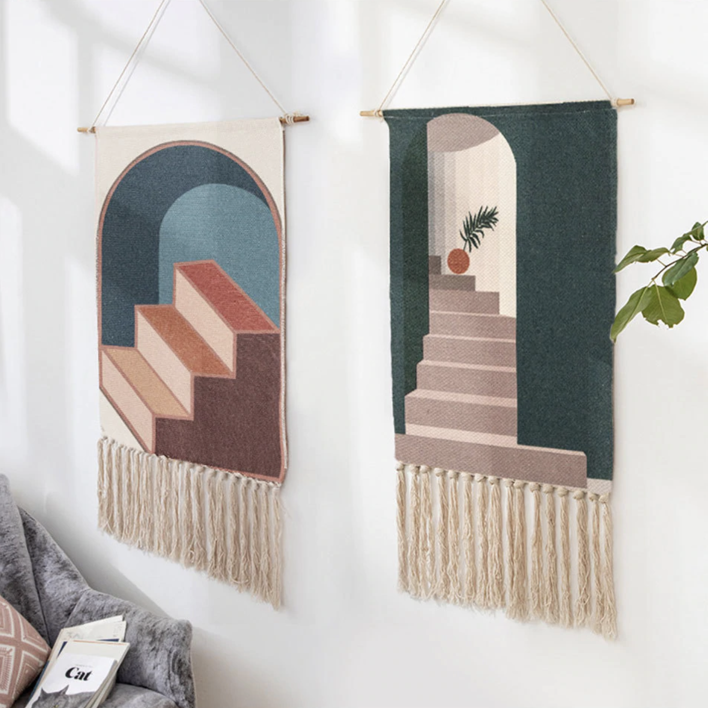 BowLift | Handwoven Cotton Wall Tapestry with Geometric Pattern