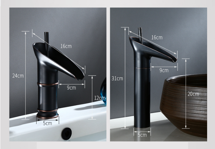 BowLift | Waterfall Antique Faucet Bathroom Sink Faucet Brass Sink Mixers