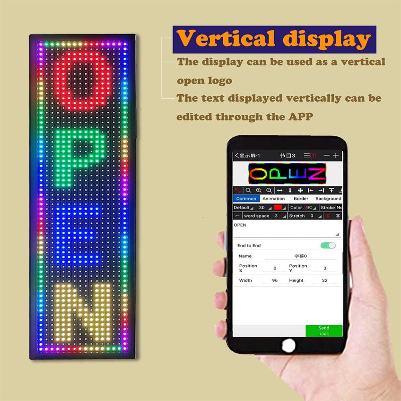 BowLift | LED Scrolling Sign 26''x8'' WiFi Programmable LED Scrolling Message Board for Business Programmable Display