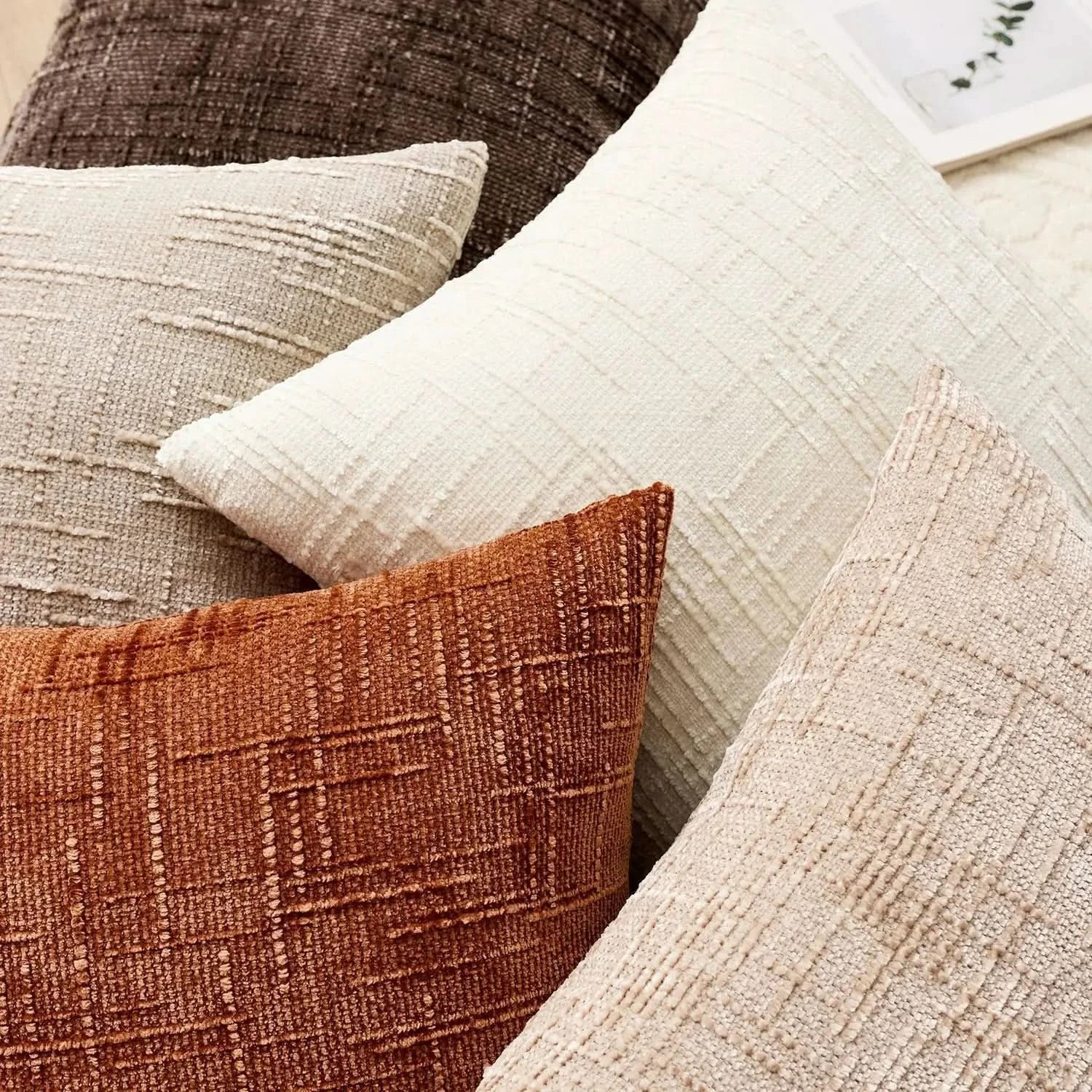 BowLift | Chenille Throw Pillow Cover Bamboo Texture Solid Color