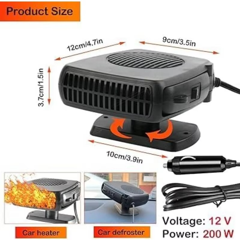 BowLift | Portable Car Heater and Defroster, 2-in-1 Heating and Cooling Fan for Windshield and Cab