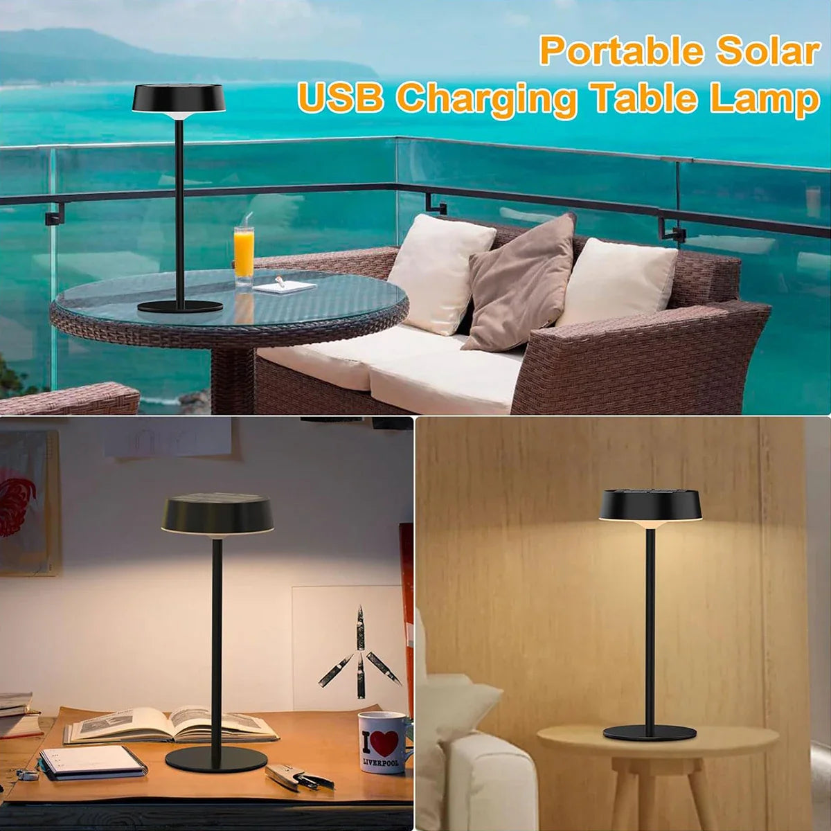 BowLift | Solvella Solar Table Lamp LED | Dimmable & Cordless | 3 Light Colors | IP65 Waterproof for Indoor & Outdoor