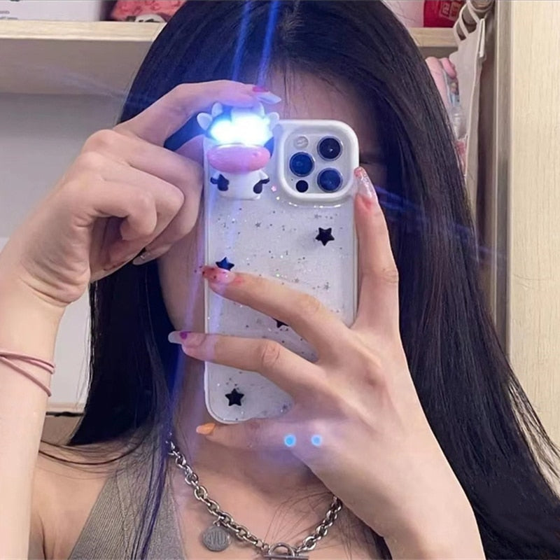 BowLift | Glowing Cow 3D Transparent iPhone Case