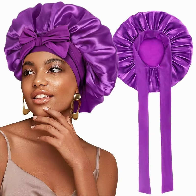 BowLift | Women’s Satin Sleep Bonnet Adjustable Silky Night Cap for Curly Hair