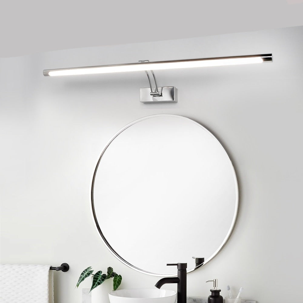 BowLift | 80-100cm LED wall lamp - Modern black/silver wall light for the bathroom, internally mounted picture light