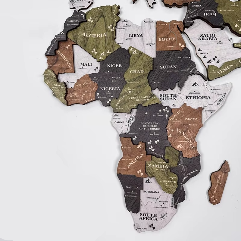 BowLift | 3D Wooden World Map Wall Art for Living Room or Office