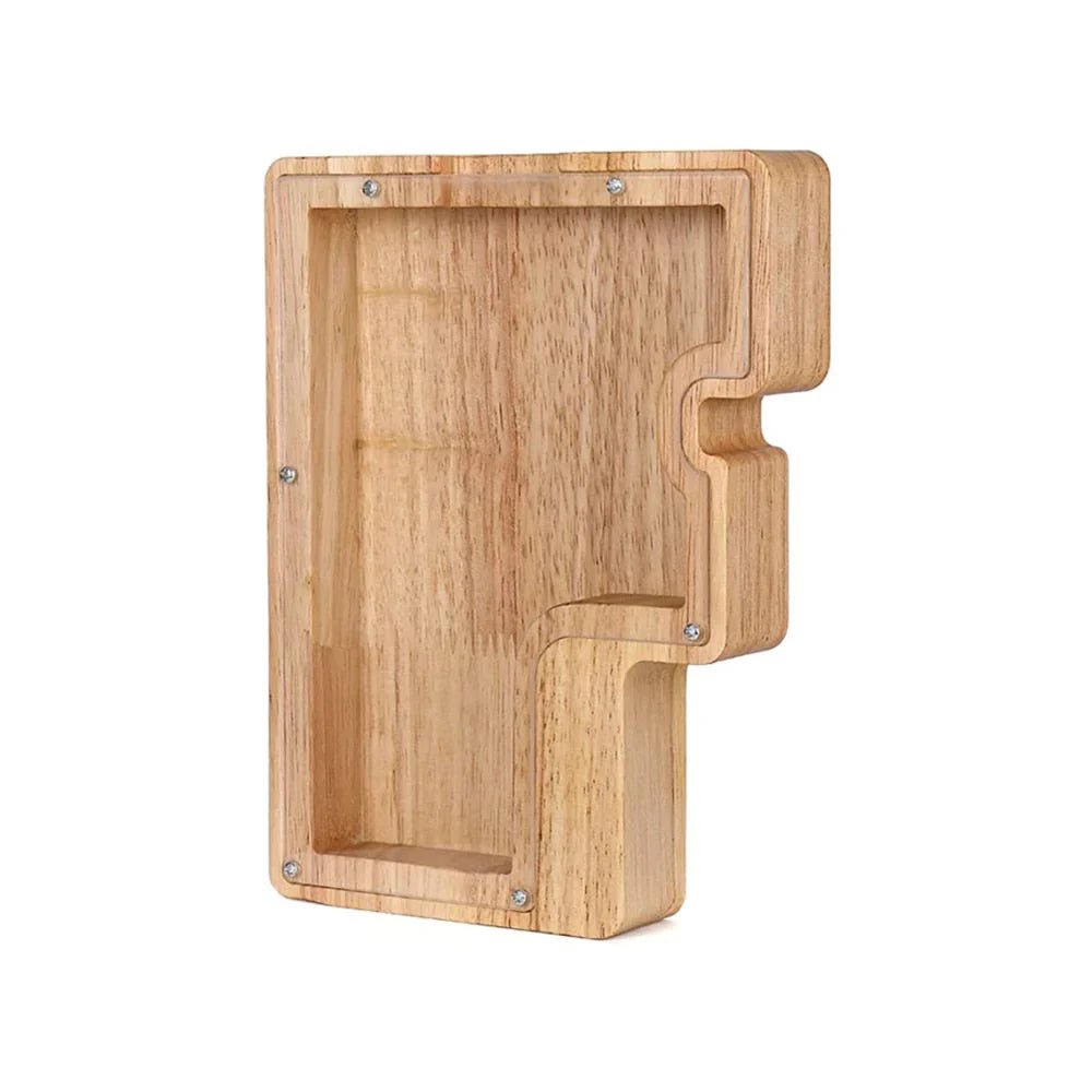 BowLift | Wooden Alphabet Piggy Bank with Transparent Viewing Window for Stylish Saving