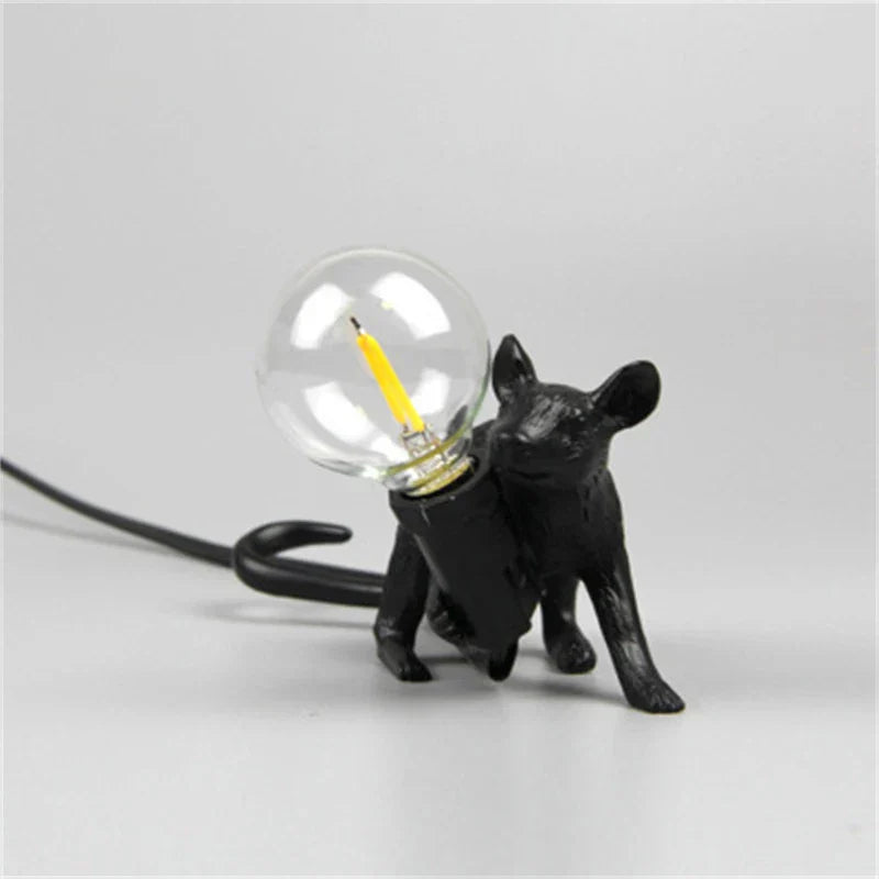 BowLift | Modern LED Animal Table Lamps: Resin Rat, Cat, and Squirrel Night Lights