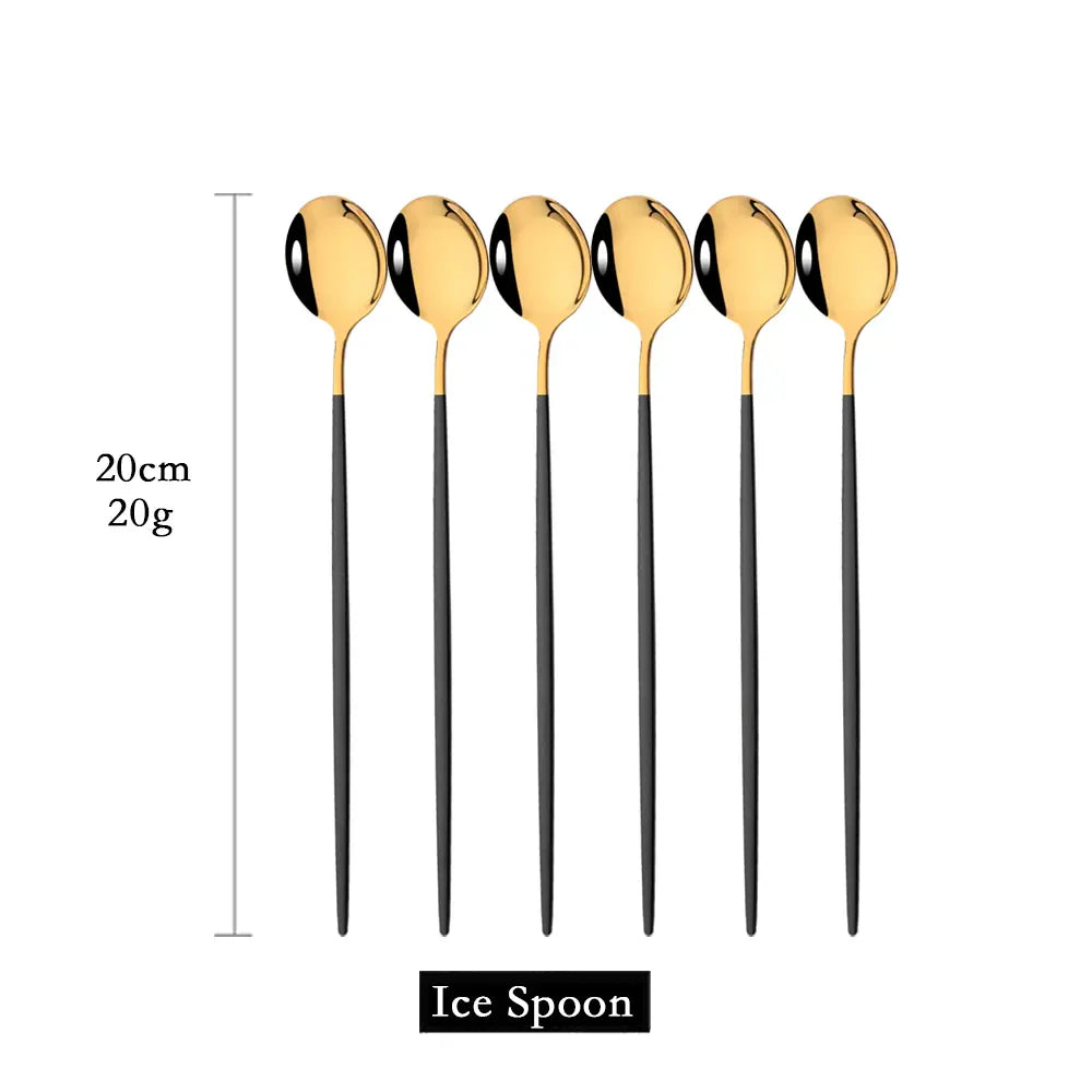 BowLift | Golden 6-piece Long Handle Spoon Set