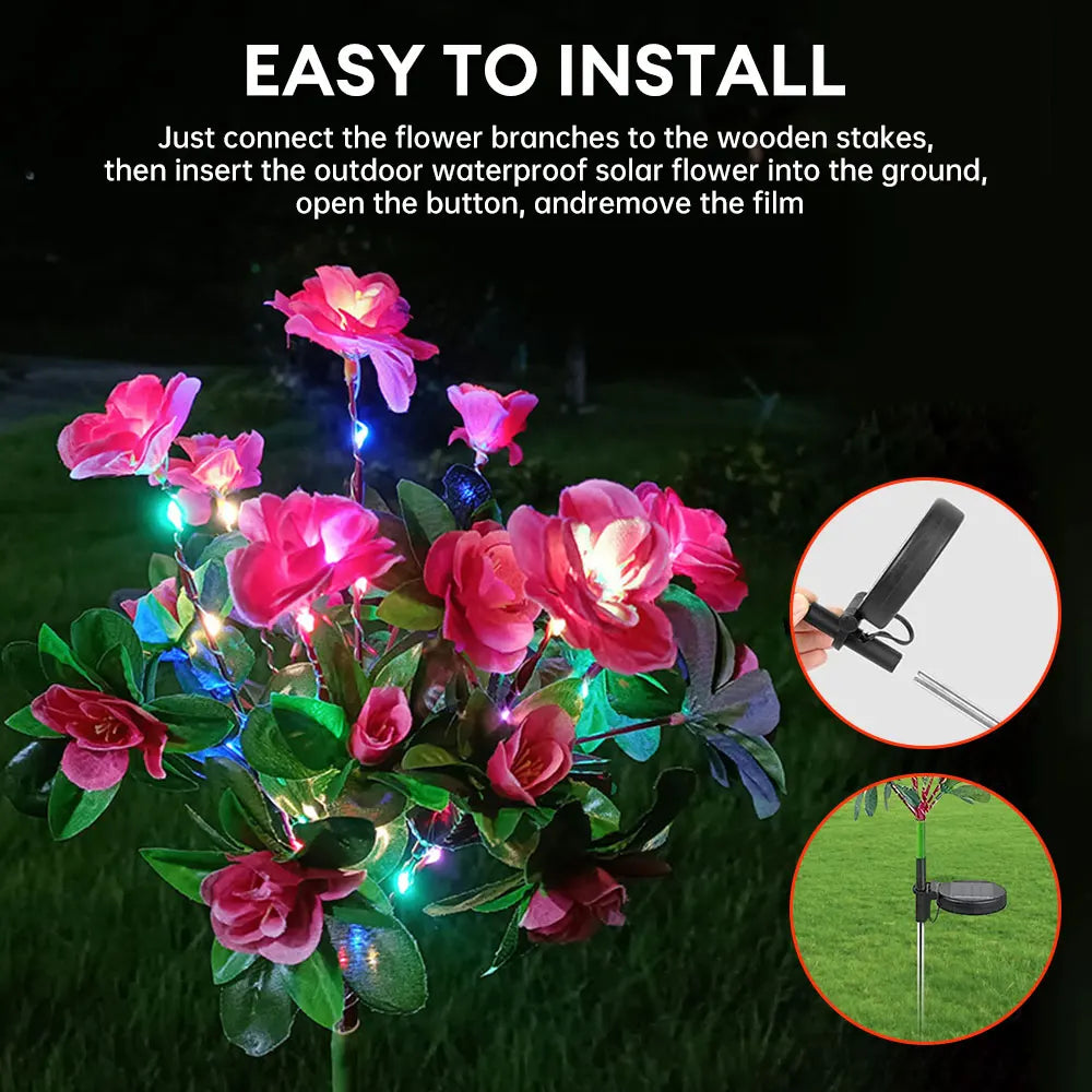 BowLift | FloraGlow Solar Garden Lamp | Azalea Design | LED | Weatherproof & Wireless | 8h Light Time
