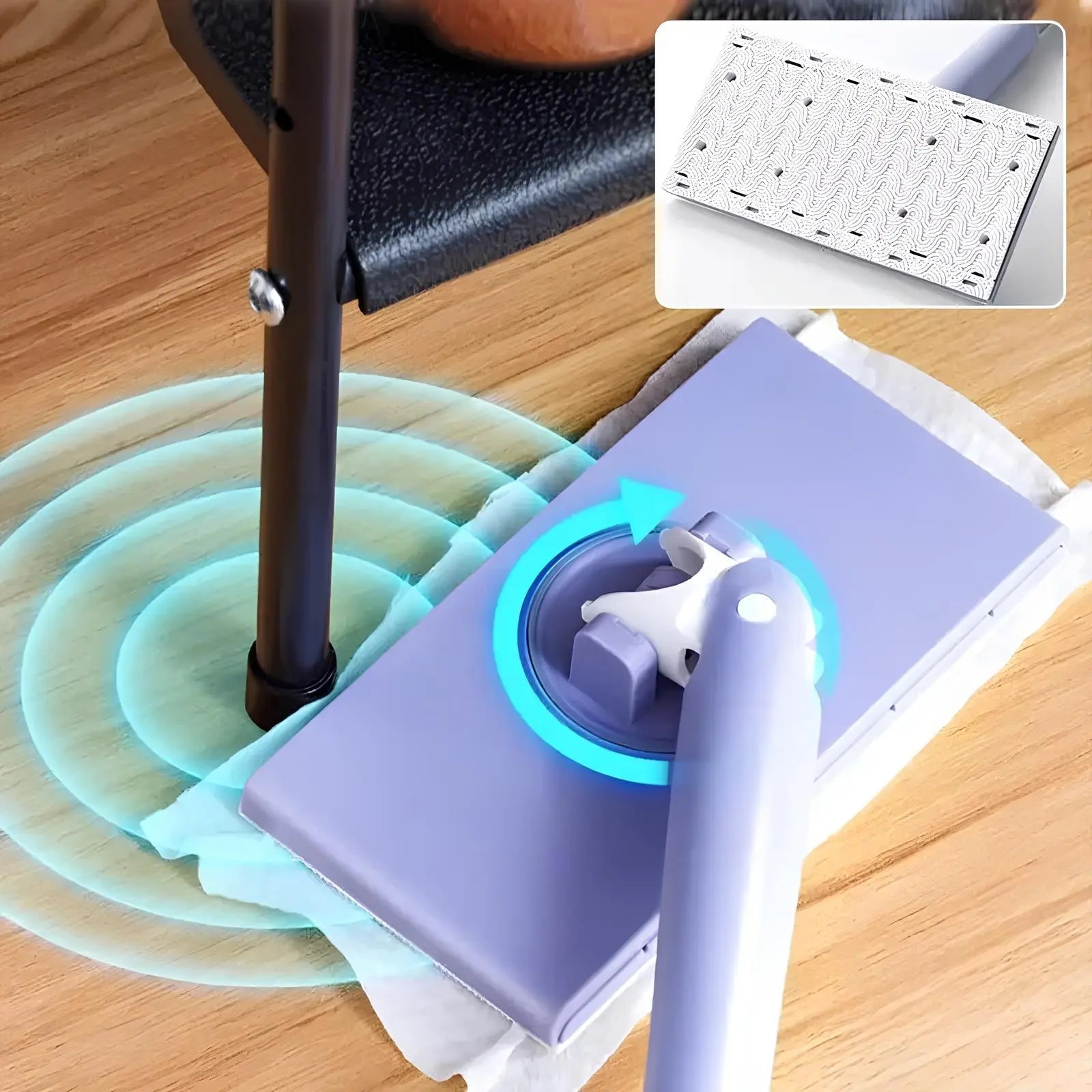 BowLift | Self-changable flat mop (NOW 180% larger) + 4 cleaning cloths