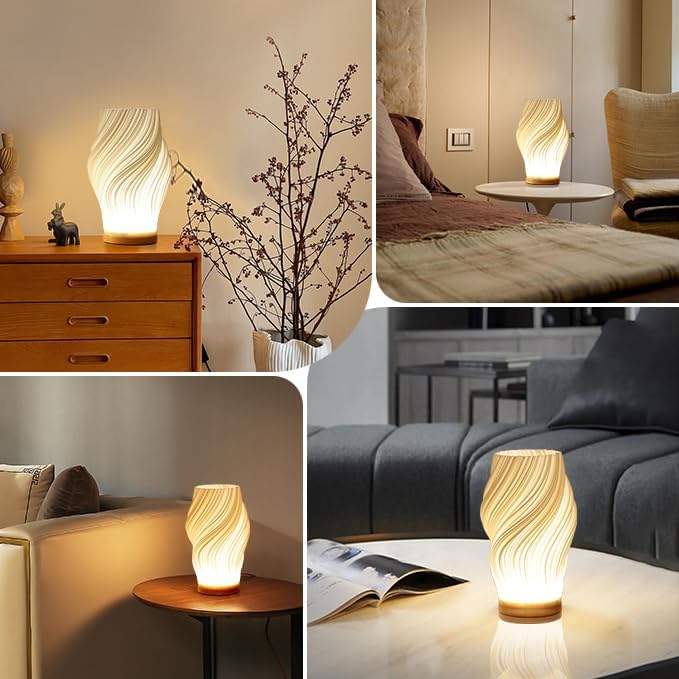 BowLift | LunaSwirl | Luxury Modern Swirl LED Table Lamp – Elegant Ambient Lighting