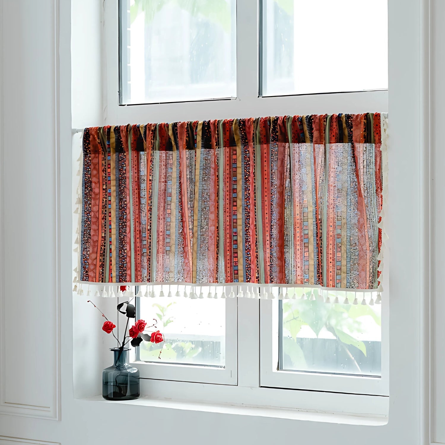 BowLift | Serina Boho Striped Tassel Curtain for Living Room Window