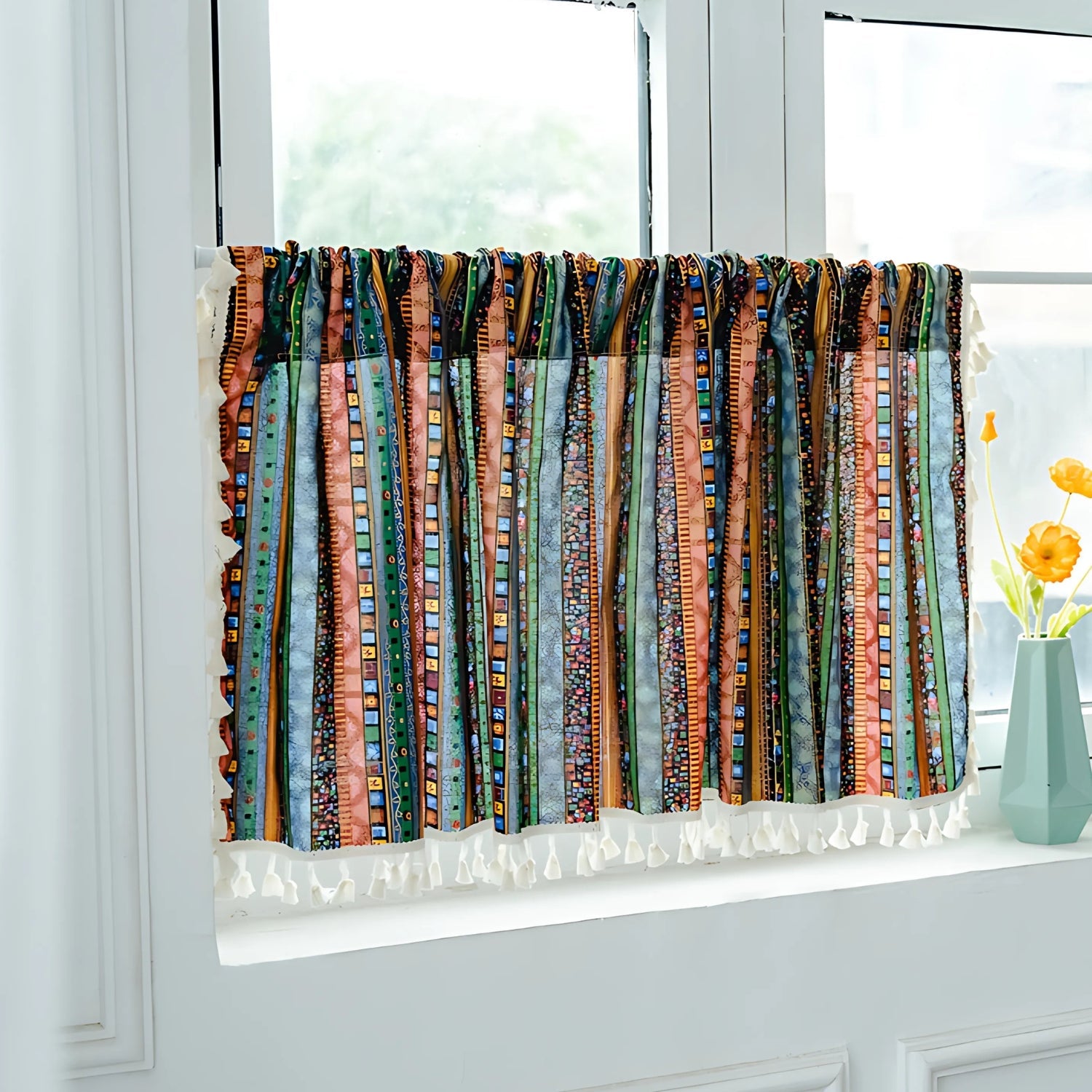 BowLift | Serina Boho Striped Tassel Curtain for Living Room Window