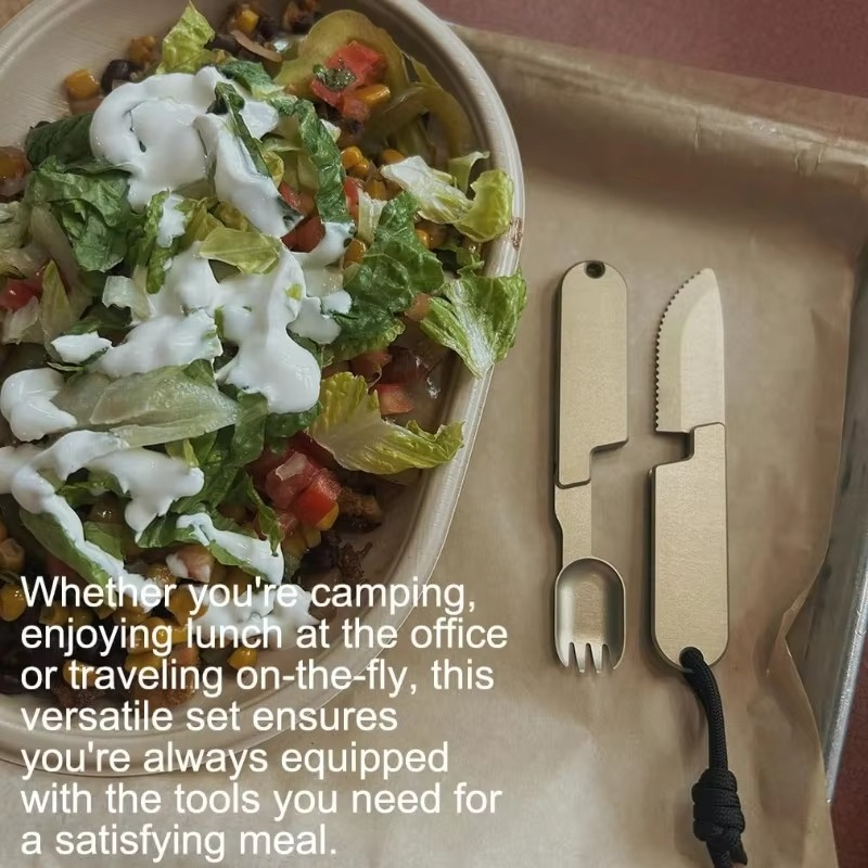 BowLift | Compact 2-in-1 Camping Cutlery Set - Detachable Knife and Fork, Ideal for Travel
