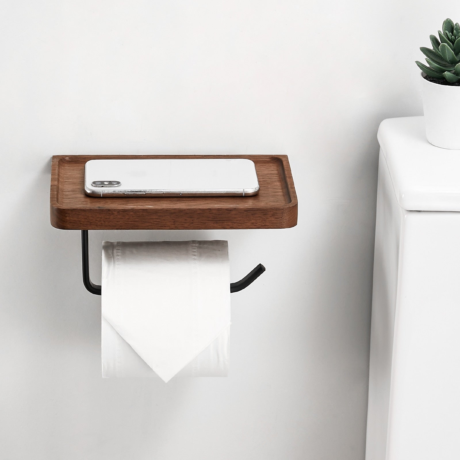 BowLift | Wood storage towel roll toilet paper holder
