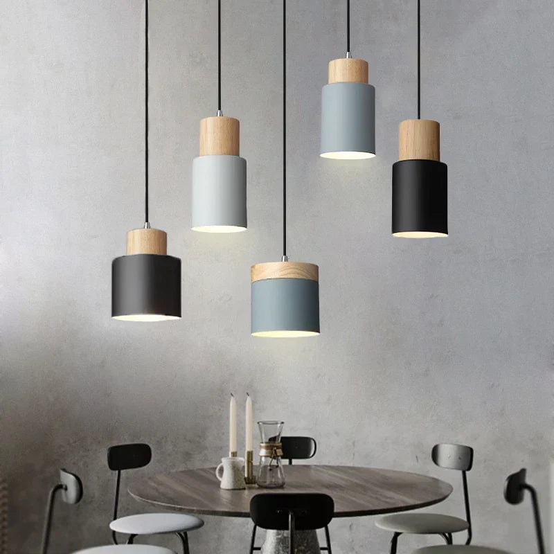 BowLift | Nordic LED Pendant Lights Made of Metal and Wood - Modern Hanging Lamps for Dining Room and Kitchen