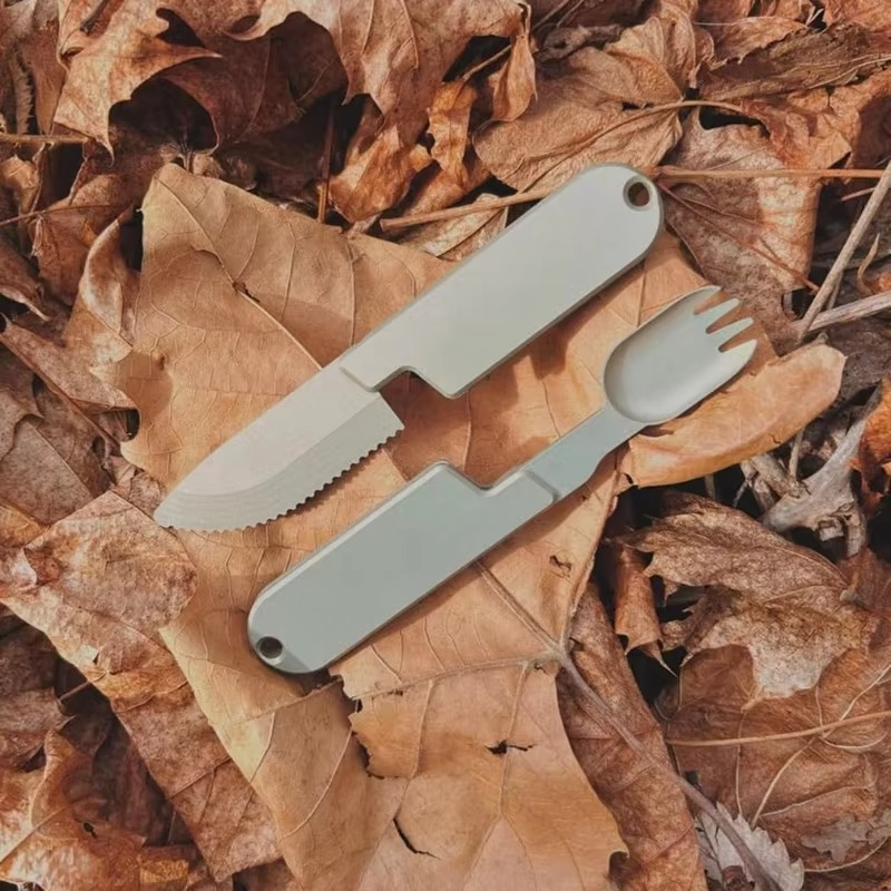 BowLift | Compact 2-in-1 Camping Cutlery Set - Detachable Knife and Fork, Ideal for Travel
