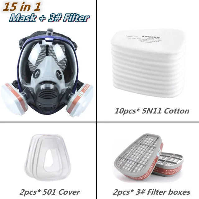 BowLift | Full Face Respirator Mask with Anti-Fog Lens and Industrial Gas Filters