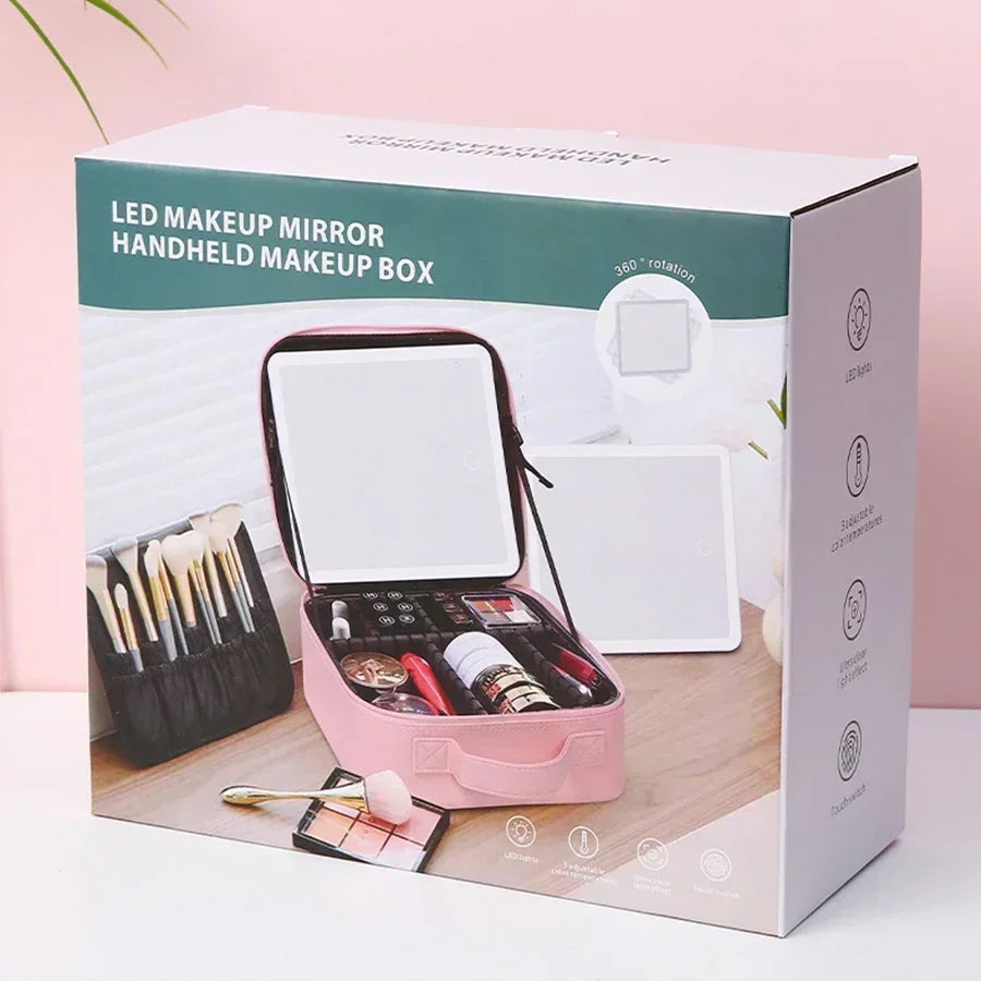 BowLift | LED Mirror Travel Makeup Organizer Bag