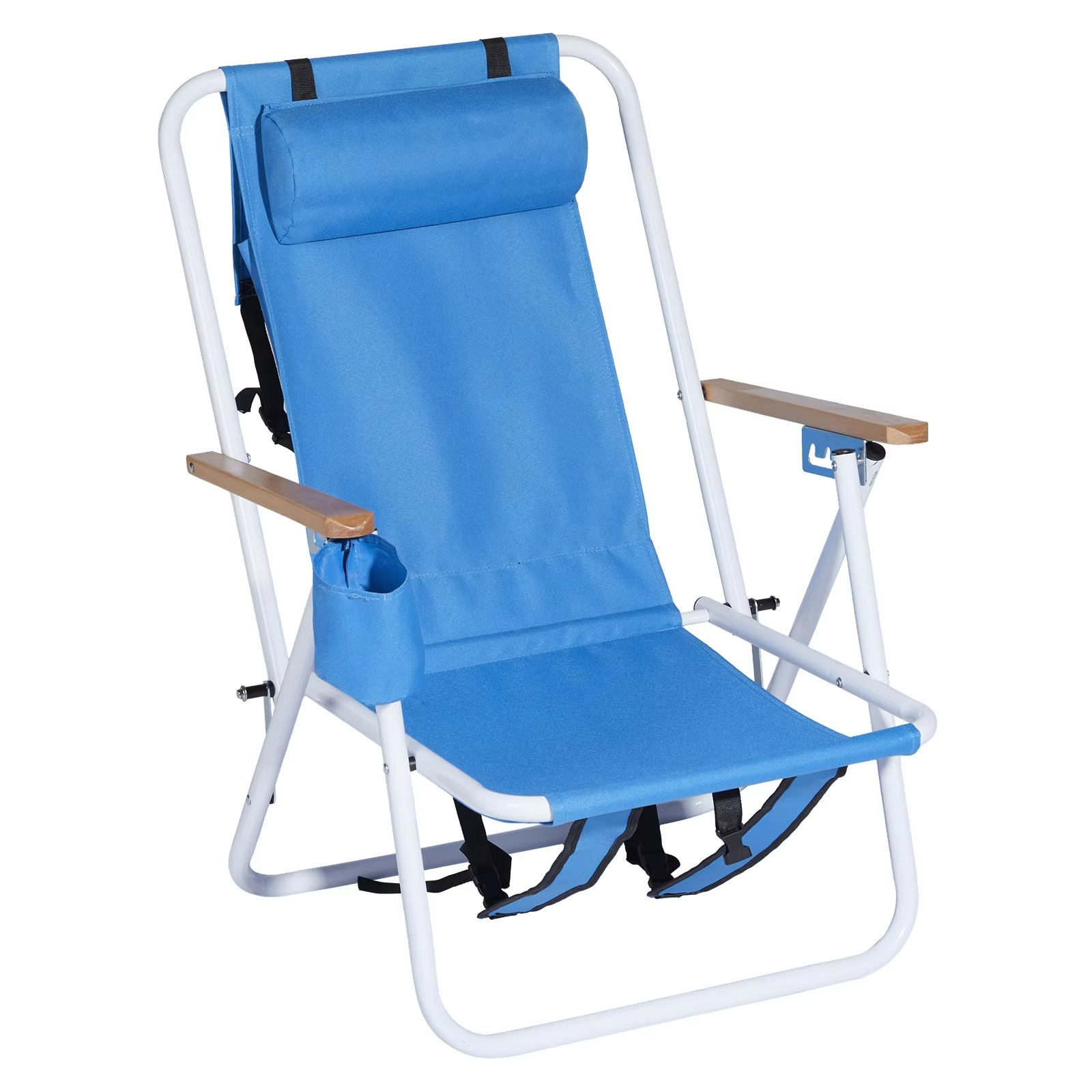 BowLift | 2-Pack Foldable High-Strength Beach Chairs with Adjustable Headrest – Blue